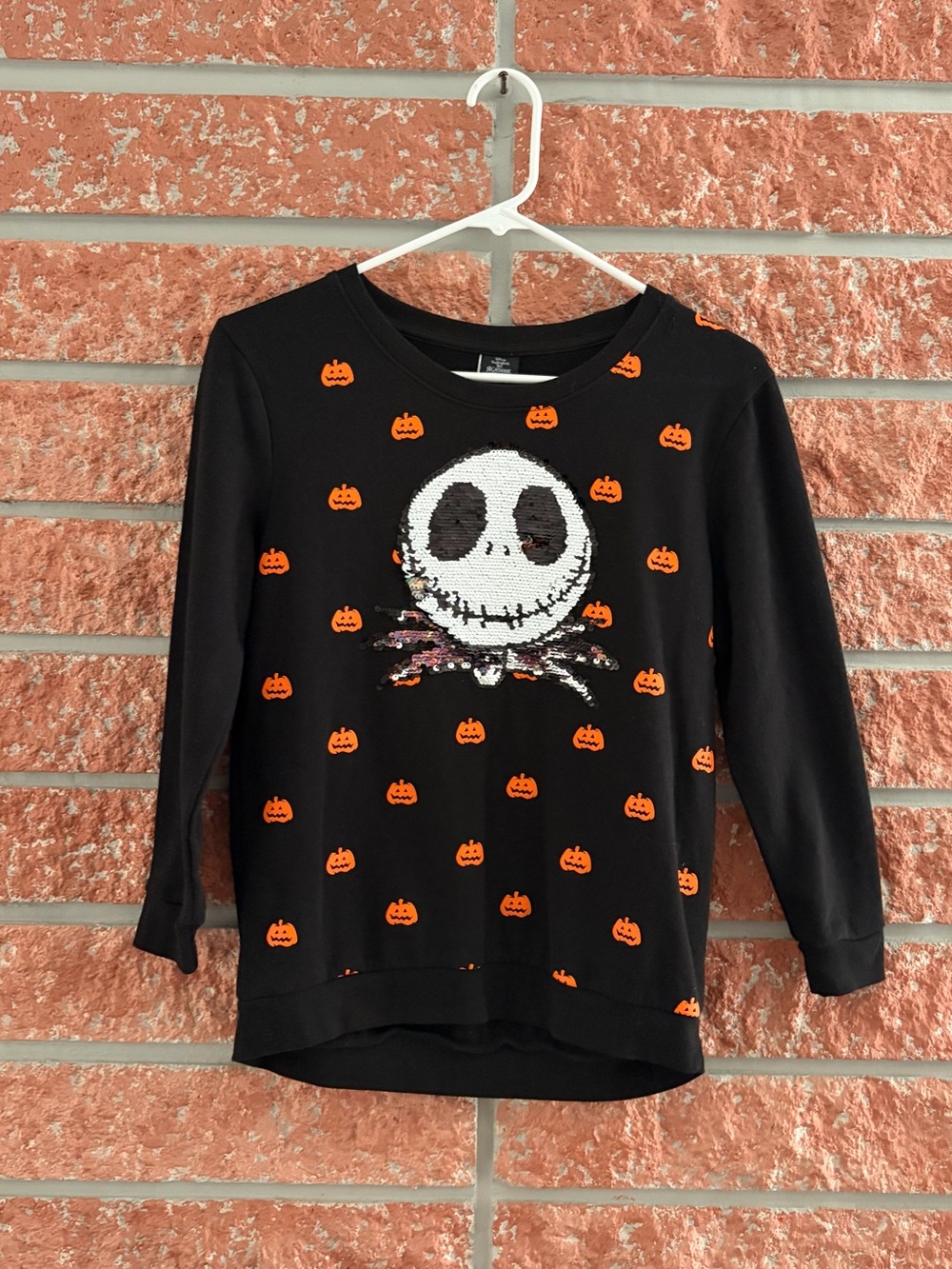 Disney Black Jack Skellington Pumpkin Sequin Sweatshirt